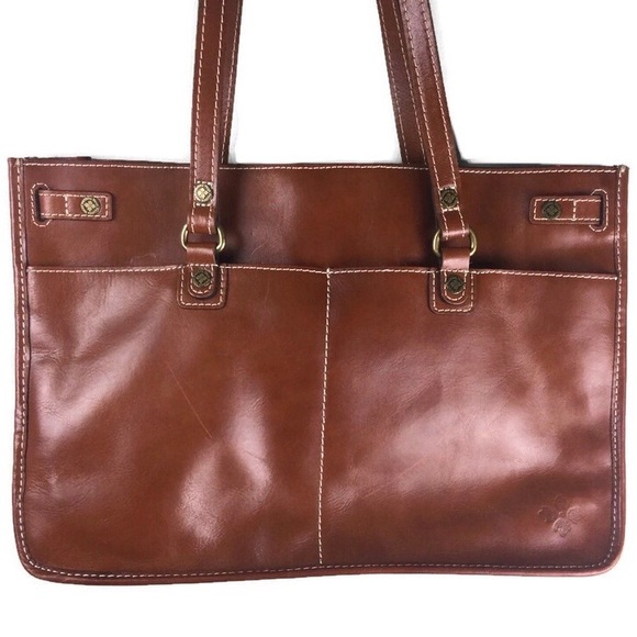 Patricia Nash Olivenza Leather Double Handle Snap Top Tote Bag - Picture 4 of 16